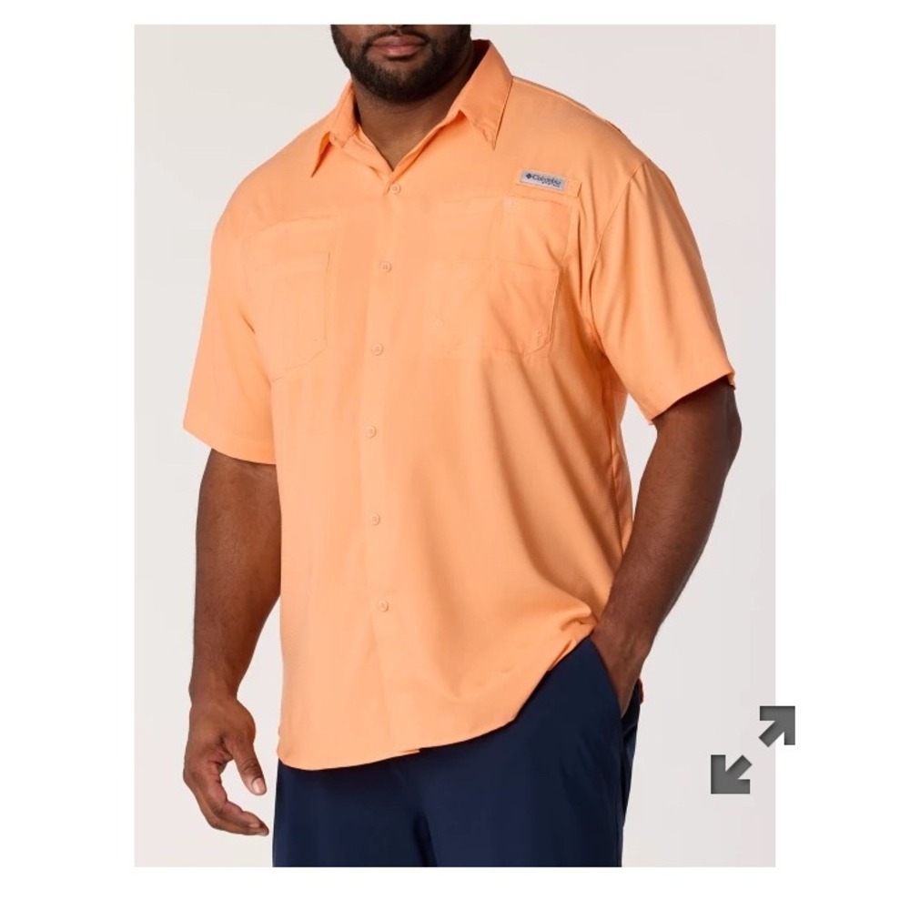 Columbia PFG Tamiami II Short Sleeve Fishing Shirt Bright Nectar Mens Large UPF